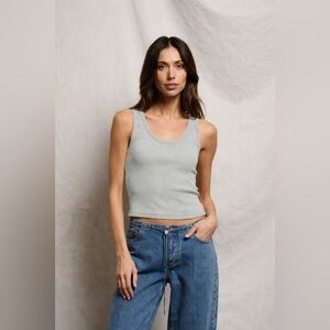 perfectwhitetee Blondie Rib Tank – Washed Gray/Green, Size S